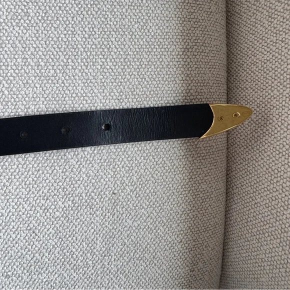 NWOT MADEWELL Women’s Triple Metal Keeper Belt True Black Gold Leather Size XL - Picture 11 of 16